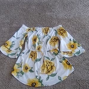 Floral off shoulder shirt